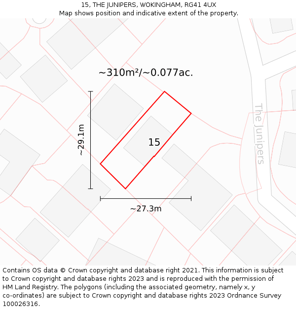 15, THE JUNIPERS, WOKINGHAM, RG41 4UX: Plot and title map