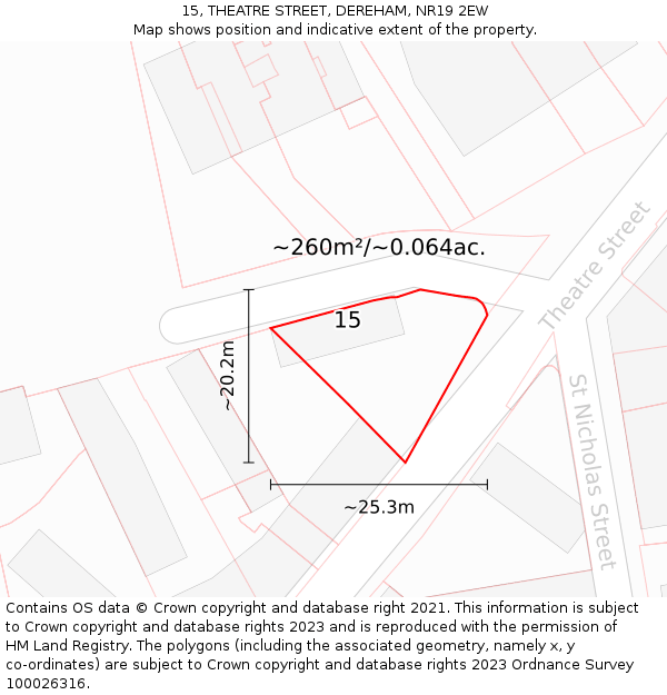 15, THEATRE STREET, DEREHAM, NR19 2EW: Plot and title map