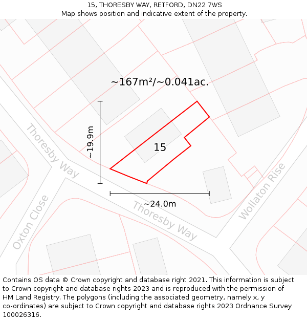 15, THORESBY WAY, RETFORD, DN22 7WS: Plot and title map