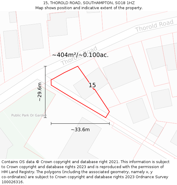 15, THOROLD ROAD, SOUTHAMPTON, SO18 1HZ: Plot and title map