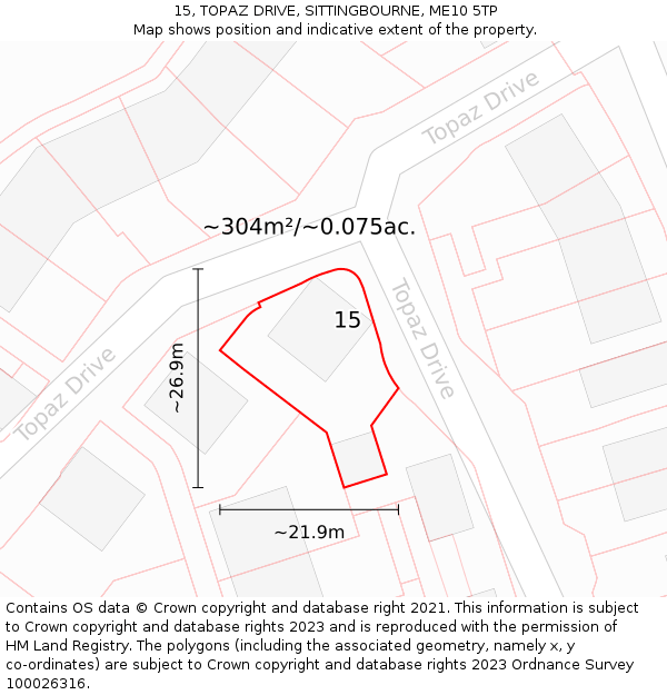 15, TOPAZ DRIVE, SITTINGBOURNE, ME10 5TP: Plot and title map