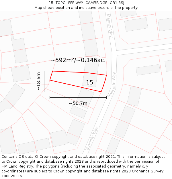 15, TOPCLIFFE WAY, CAMBRIDGE, CB1 8SJ: Plot and title map