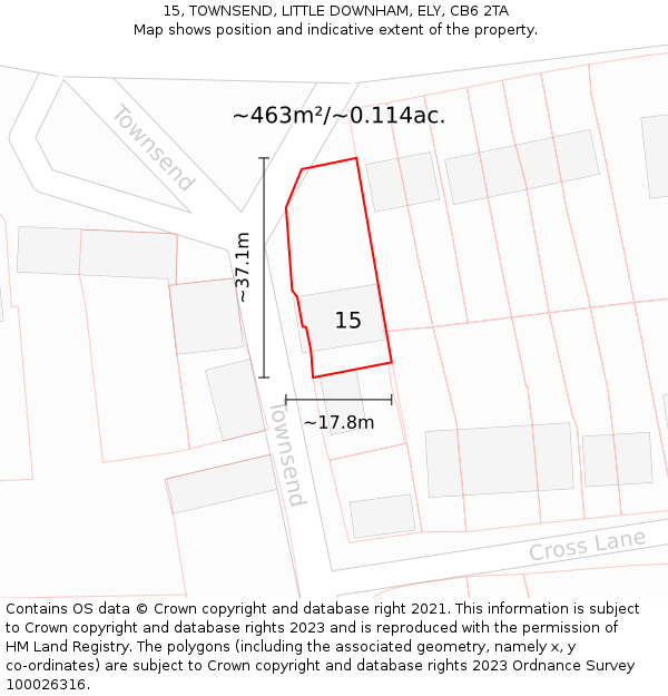 15, TOWNSEND, LITTLE DOWNHAM, ELY, CB6 2TA: Plot and title map