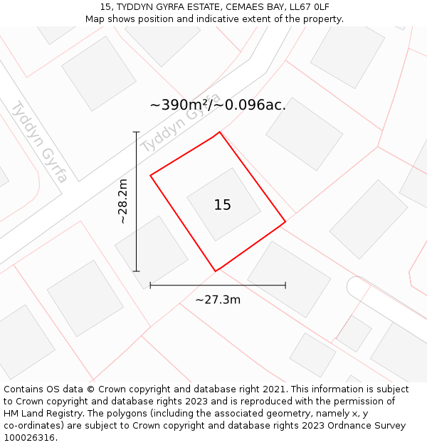 15, TYDDYN GYRFA ESTATE, CEMAES BAY, LL67 0LF: Plot and title map