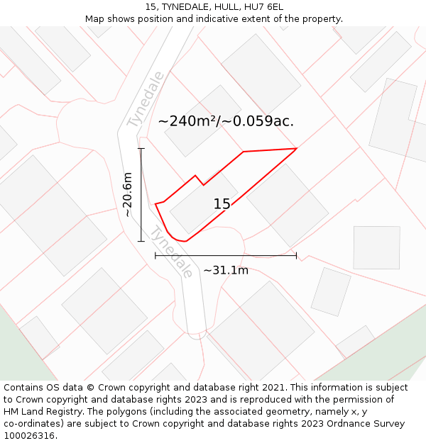 15, TYNEDALE, HULL, HU7 6EL: Plot and title map