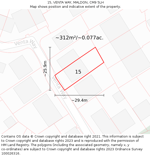 15, VENTA WAY, MALDON, CM9 5LH: Plot and title map