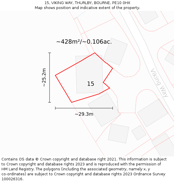 15, VIKING WAY, THURLBY, BOURNE, PE10 0HX: Plot and title map