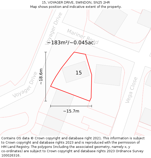 15, VOYAGER DRIVE, SWINDON, SN25 2HR: Plot and title map