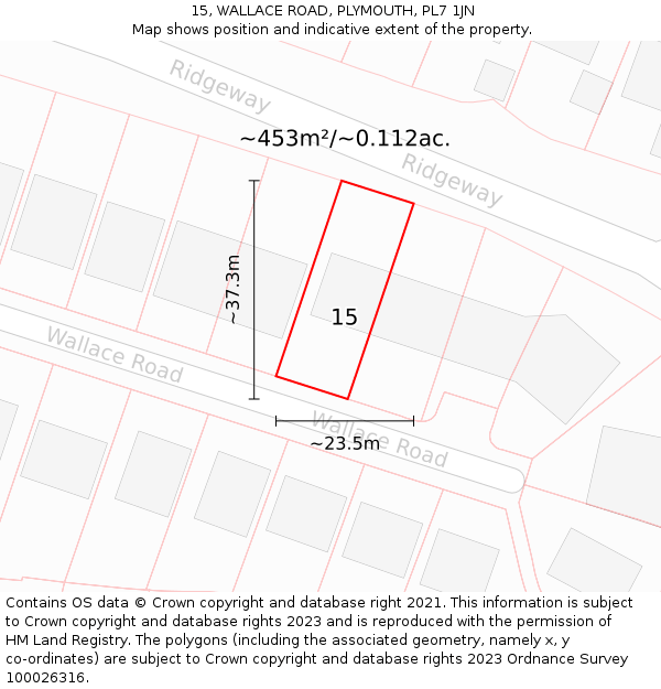 15, WALLACE ROAD, PLYMOUTH, PL7 1JN: Plot and title map