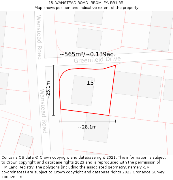 15, WANSTEAD ROAD, BROMLEY, BR1 3BL: Plot and title map