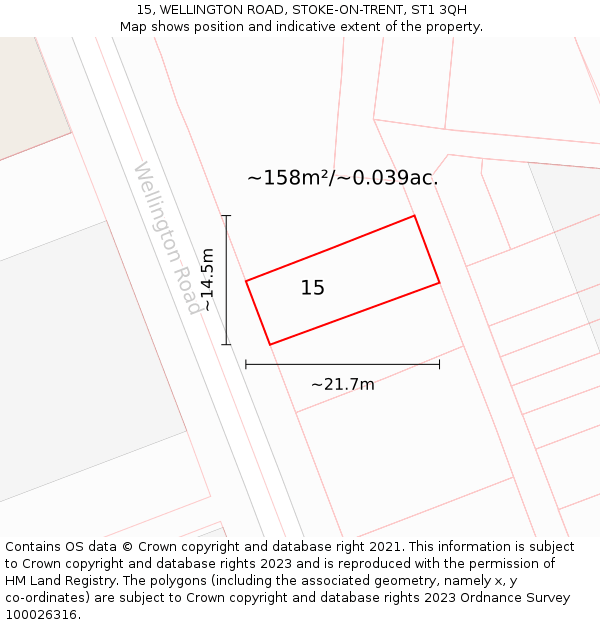 15, WELLINGTON ROAD, STOKE-ON-TRENT, ST1 3QH: Plot and title map