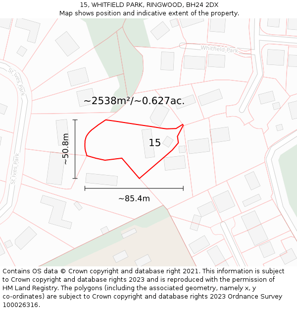 15, WHITFIELD PARK, RINGWOOD, BH24 2DX: Plot and title map