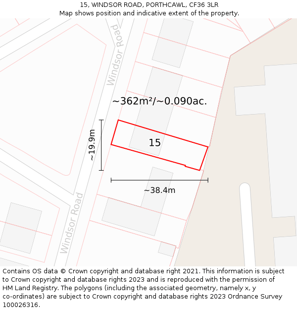 15, WINDSOR ROAD, PORTHCAWL, CF36 3LR: Plot and title map