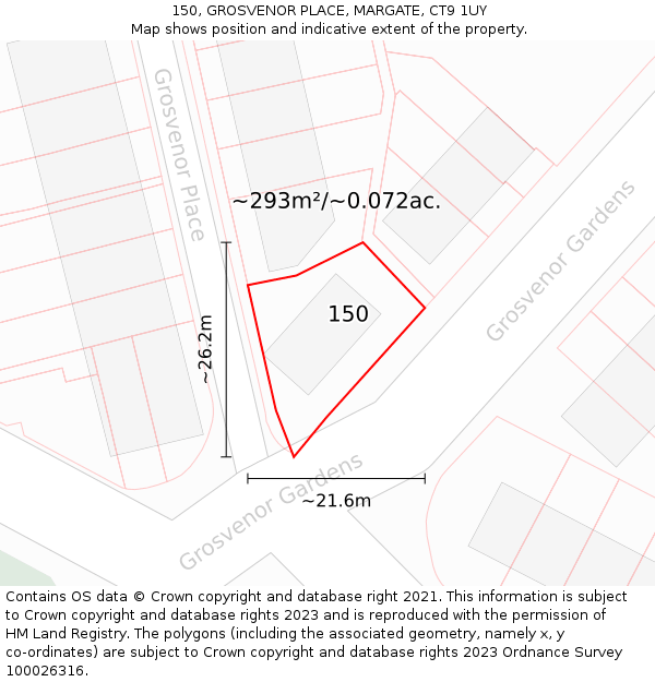 150, GROSVENOR PLACE, MARGATE, CT9 1UY: Plot and title map