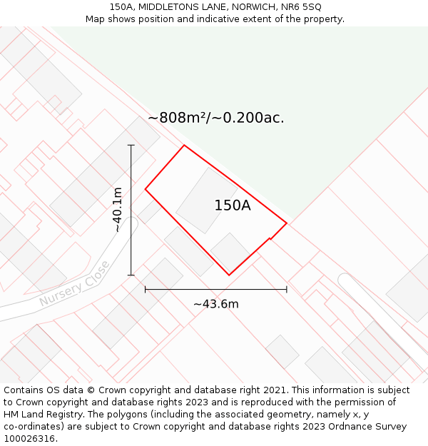 150A, MIDDLETONS LANE, NORWICH, NR6 5SQ: Plot and title map