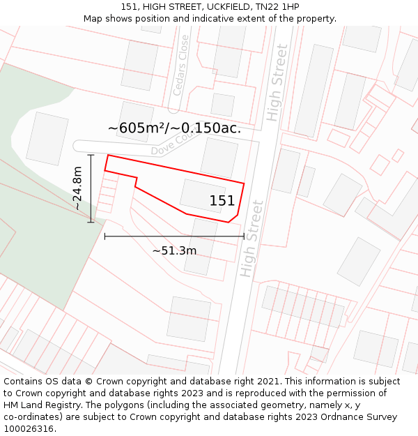 151, HIGH STREET, UCKFIELD, TN22 1HP: Plot and title map