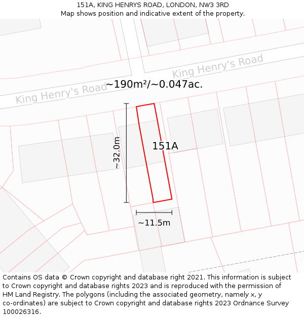 151A, KING HENRYS ROAD, LONDON, NW3 3RD: Plot and title map