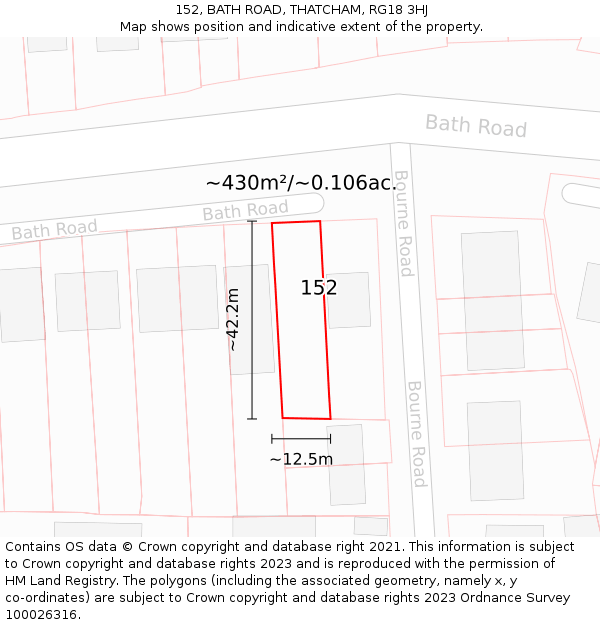 152, BATH ROAD, THATCHAM, RG18 3HJ: Plot and title map