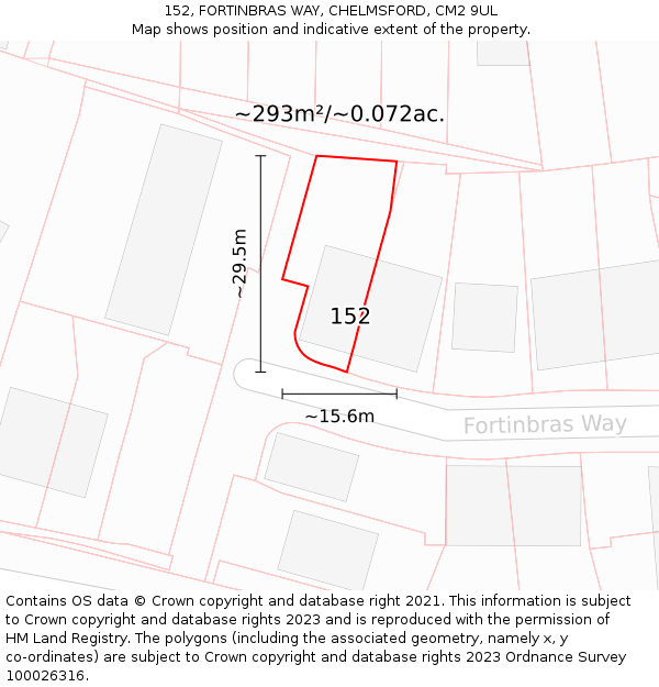 152, FORTINBRAS WAY, CHELMSFORD, CM2 9UL: Plot and title map