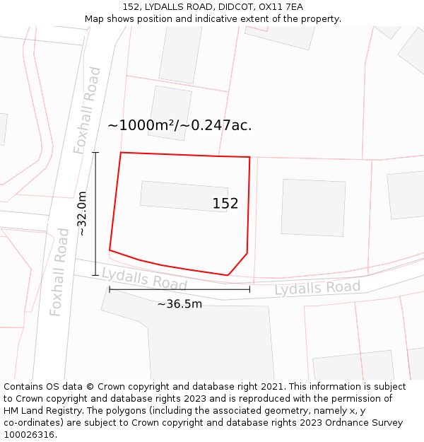 152, LYDALLS ROAD, DIDCOT, OX11 7EA: Plot and title map