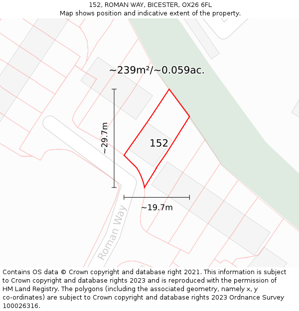 152, ROMAN WAY, BICESTER, OX26 6FL: Plot and title map