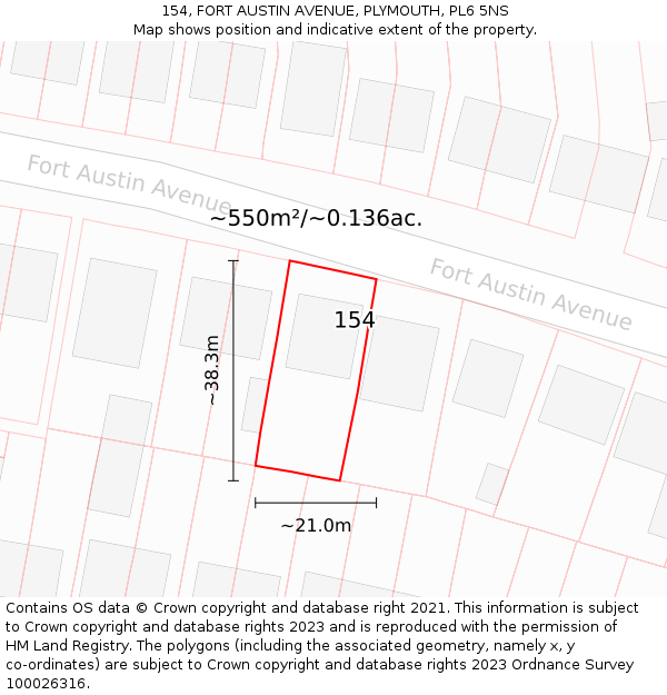 154, FORT AUSTIN AVENUE, PLYMOUTH, PL6 5NS: Plot and title map