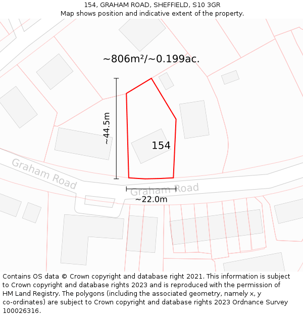 154, GRAHAM ROAD, SHEFFIELD, S10 3GR: Plot and title map