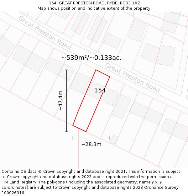 154, GREAT PRESTON ROAD, RYDE, PO33 1AZ: Plot and title map