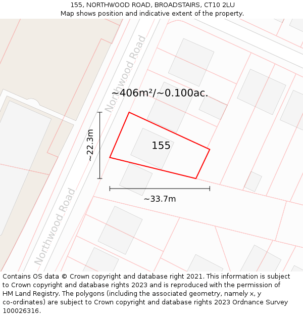 155, NORTHWOOD ROAD, BROADSTAIRS, CT10 2LU: Plot and title map