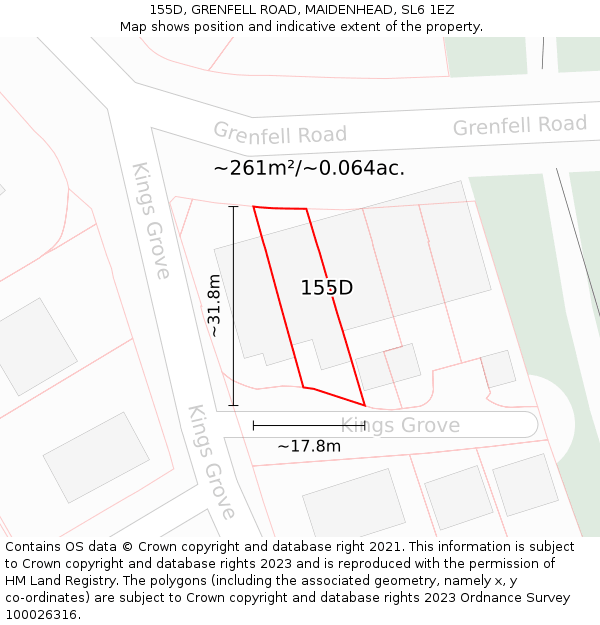 155D, GRENFELL ROAD, MAIDENHEAD, SL6 1EZ: Plot and title map
