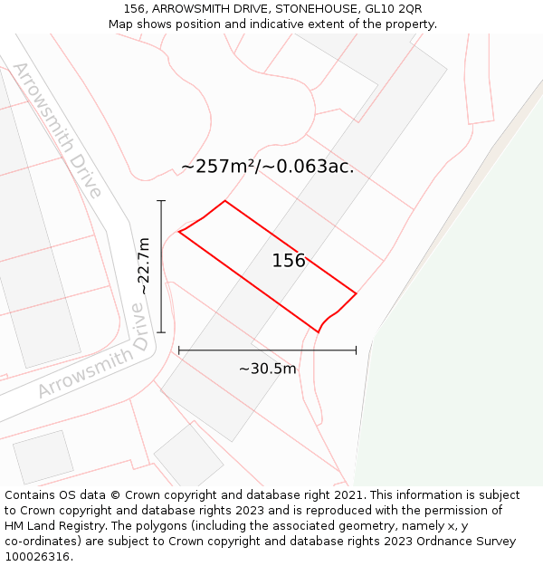 156, ARROWSMITH DRIVE, STONEHOUSE, GL10 2QR: Plot and title map