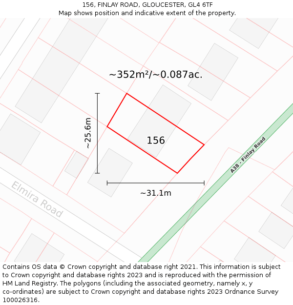 156, FINLAY ROAD, GLOUCESTER, GL4 6TF: Plot and title map