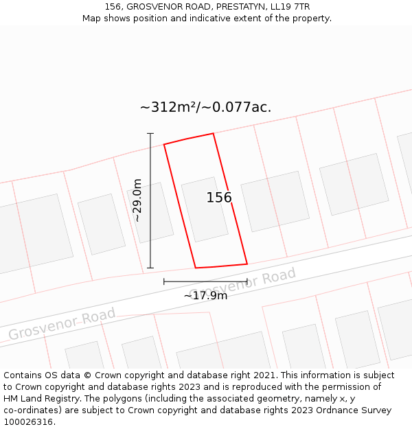 156, GROSVENOR ROAD, PRESTATYN, LL19 7TR: Plot and title map