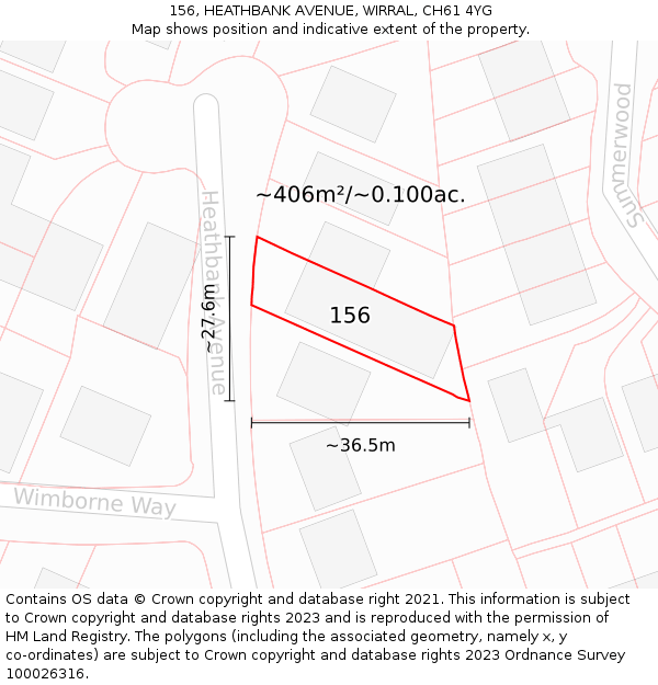 156, HEATHBANK AVENUE, WIRRAL, CH61 4YG: Plot and title map