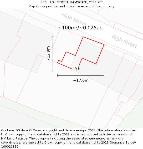 156, HIGH STREET, RAMSGATE, CT11 9TT: Plot and title map