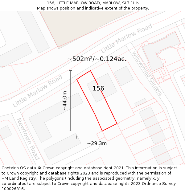 156, LITTLE MARLOW ROAD, MARLOW, SL7 1HN: Plot and title map
