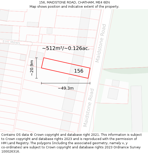 156, MAIDSTONE ROAD, CHATHAM, ME4 6EN: Plot and title map
