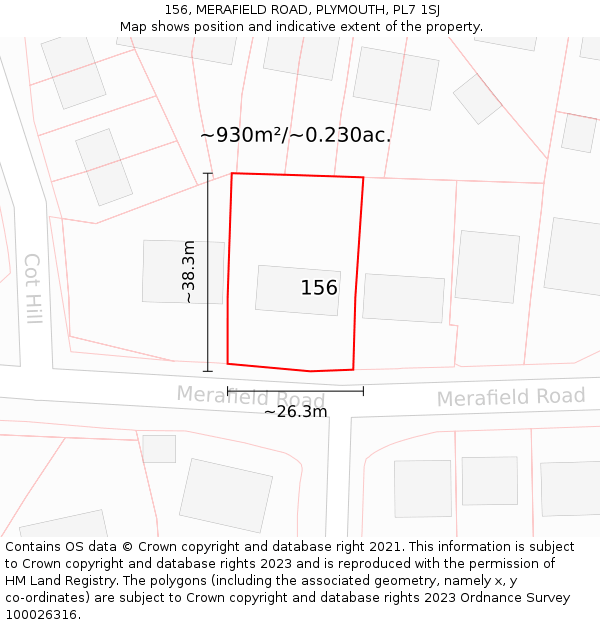 156, MERAFIELD ROAD, PLYMOUTH, PL7 1SJ: Plot and title map