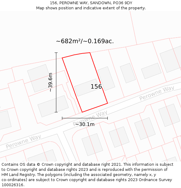 156, PEROWNE WAY, SANDOWN, PO36 9DY: Plot and title map