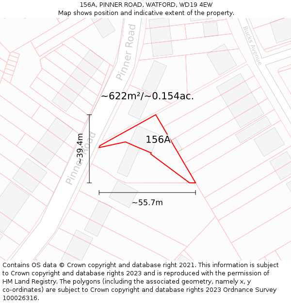 156A, PINNER ROAD, WATFORD, WD19 4EW: Plot and title map