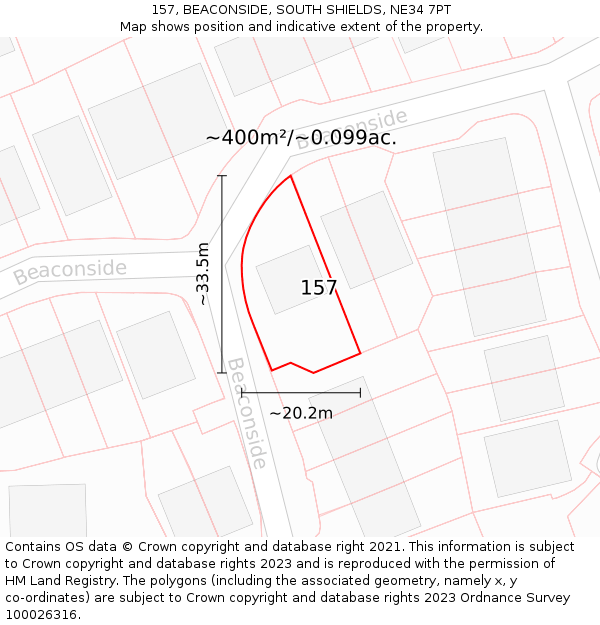 157, BEACONSIDE, SOUTH SHIELDS, NE34 7PT: Plot and title map