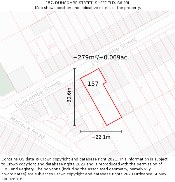 157, DUNCOMBE STREET, SHEFFIELD, S6 3RL: Plot and title map