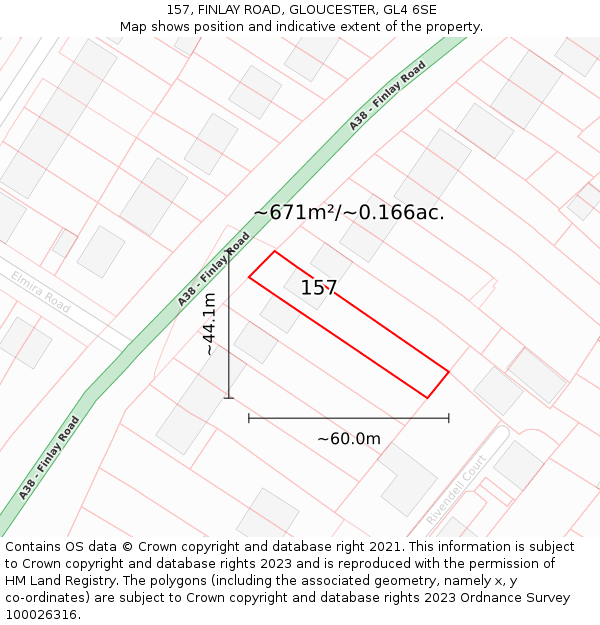 157, FINLAY ROAD, GLOUCESTER, GL4 6SE: Plot and title map