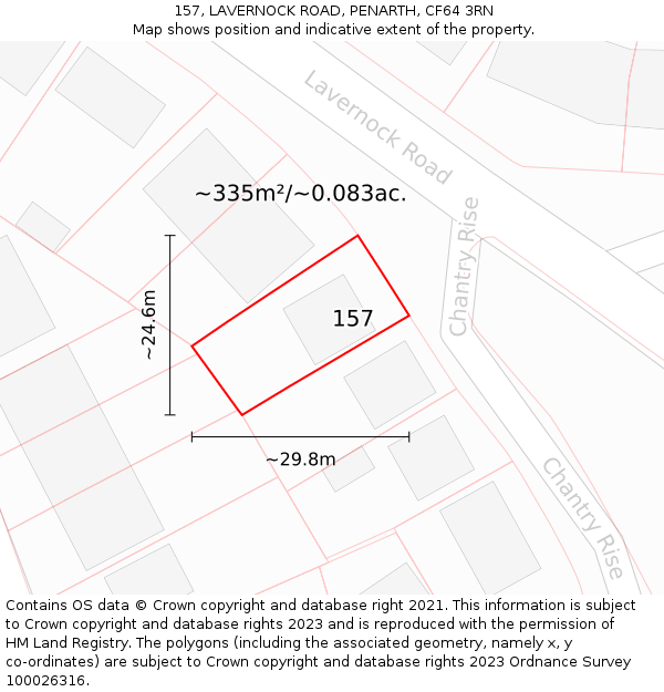 157, LAVERNOCK ROAD, PENARTH, CF64 3RN: Plot and title map