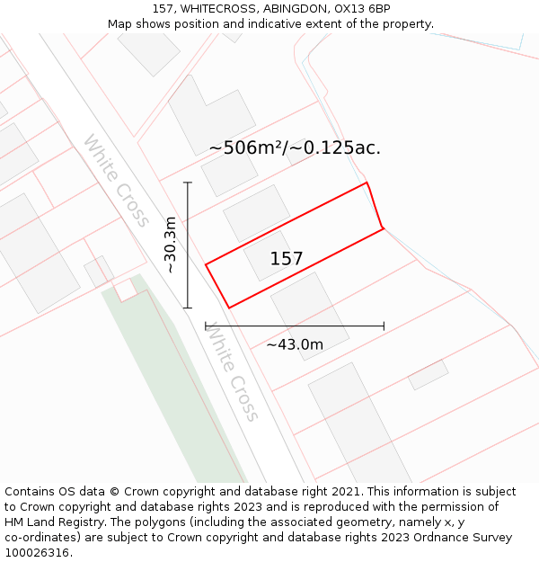 157, WHITECROSS, ABINGDON, OX13 6BP: Plot and title map