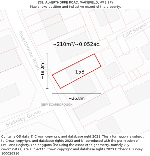 158, ALVERTHORPE ROAD, WAKEFIELD, WF2 9PY: Plot and title map