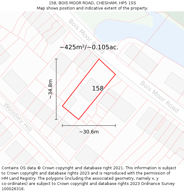 158, BOIS MOOR ROAD, CHESHAM, HP5 1SS: Plot and title map