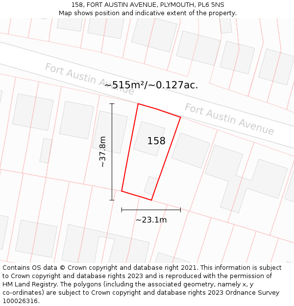 158, FORT AUSTIN AVENUE, PLYMOUTH, PL6 5NS: Plot and title map