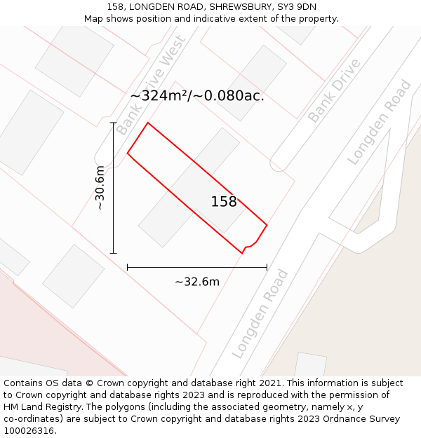 158, LONGDEN ROAD, SHREWSBURY, SY3 9DN: Plot and title map