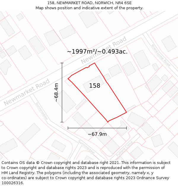 158, NEWMARKET ROAD, NORWICH, NR4 6SE: Plot and title map